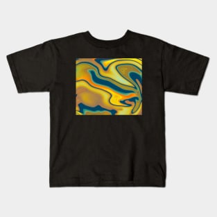 Gold dark green Marble Waves effect Kids T-Shirt